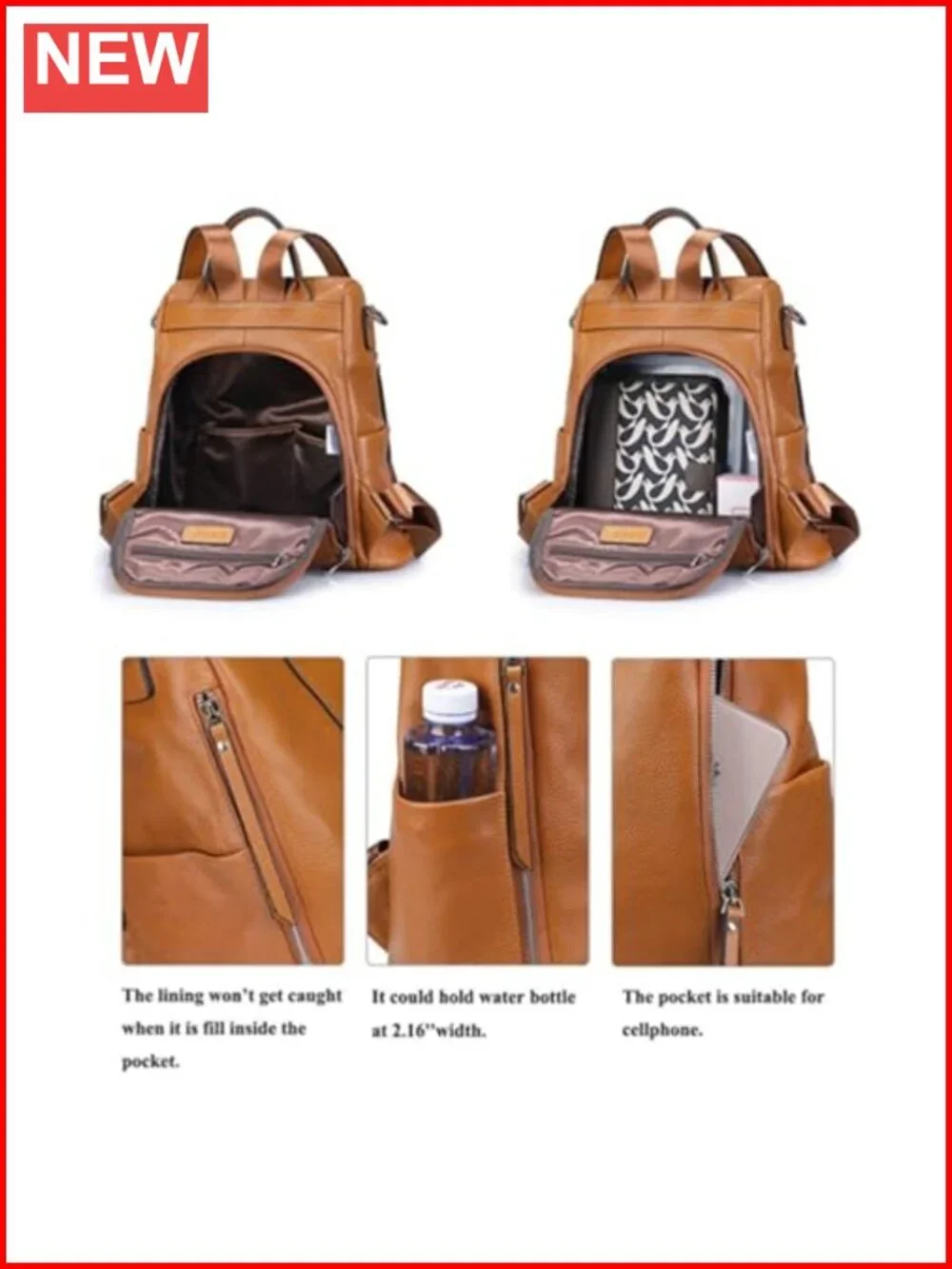 Genuine Leather Backpack Purse for Women Anti-theft Convertible Rucksack Medium